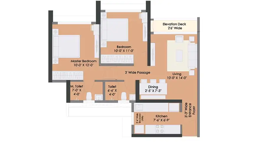 Codename Kalyan Harbour 2 BHK Floor Plan