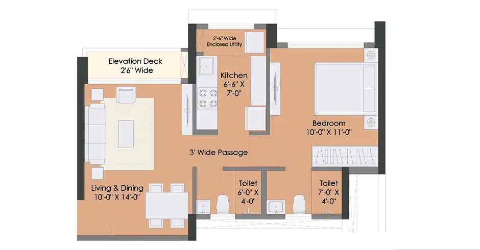 Codename Kalyan Harbour 1 BHK Floor Plan
